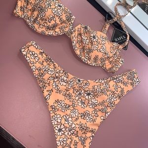 Floral V-Wired Underwire High Leg Two Piece • NWT